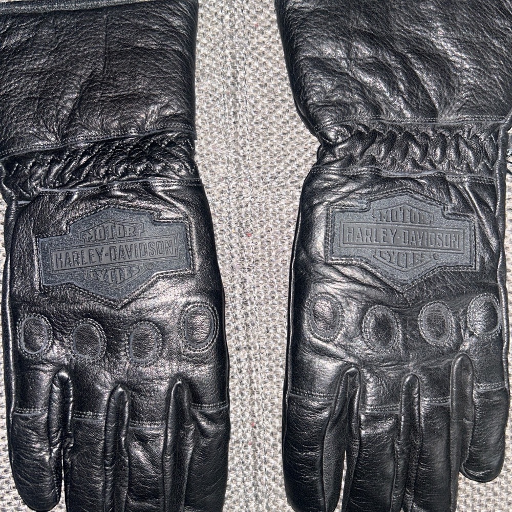 Vintage Harley-Davidson Black Leather Gloves - Picture 2 of 5
